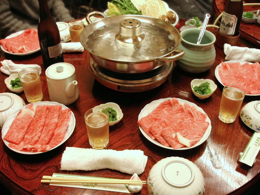 Japanese Shabu-Shabu Wallpaper: Marbled Meat & Fresh Veggies