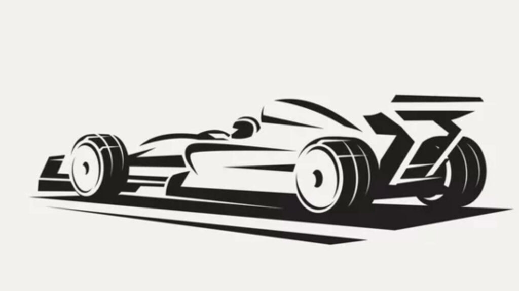 A Dynamic View of the Powerful F1 4k Supercar: Bolide Vector Outlined Sketch in High-Resolution Background Wallpaper