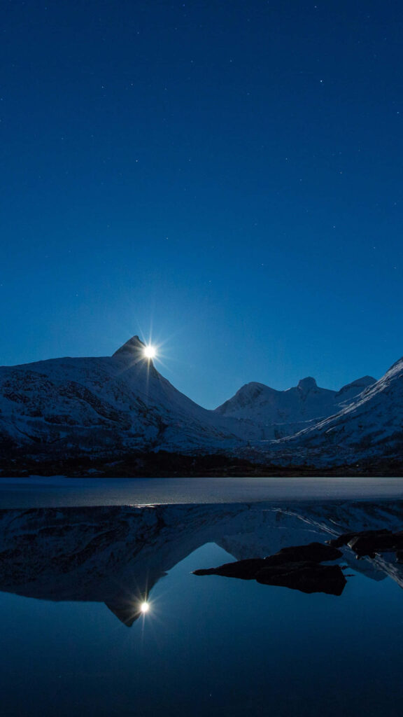 Stunning Snow-Capped Mountain Wallpaper with Lake Reflection