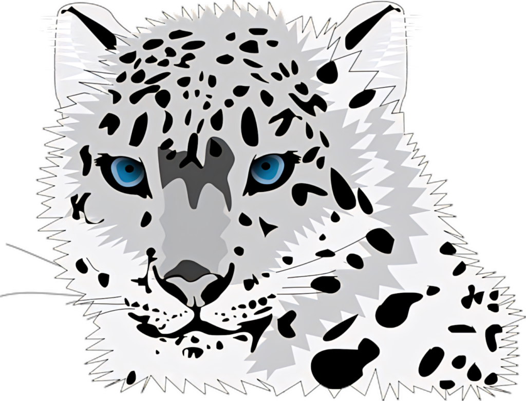 Stunning Snow Leopard Vector Portrait Wallpaper - Blue Eyes & Fur Details