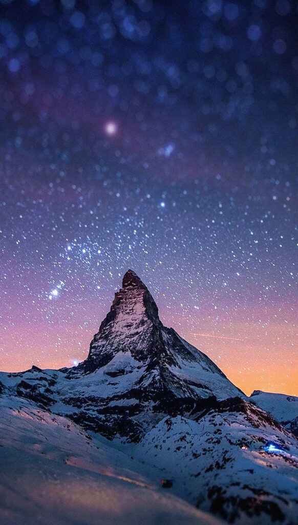 Majestic Snowy Mountain Wallpaper for Galaxy Note 4 - Starry Night