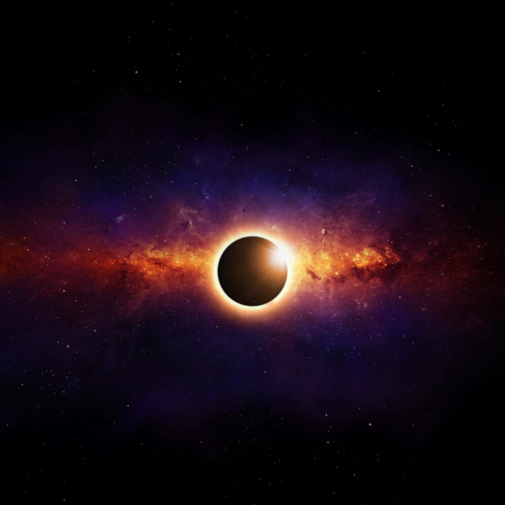 Mesmerizing Solar Eclipse Wallpaper Against a Stunning Galaxy