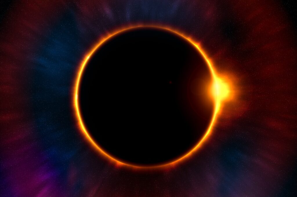 Stunning Solar Eclipse Wallpaper: Moon, Sun & Cosmic Colors
