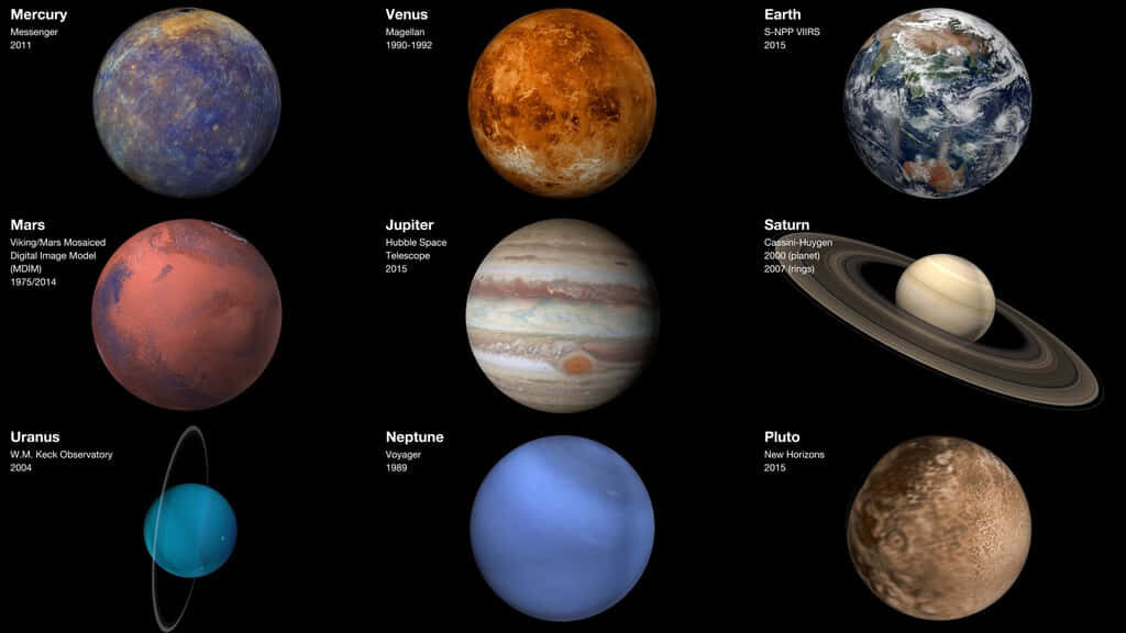 Solar System Wallpaper: Detailed Illustration of Nine Planets & Missions