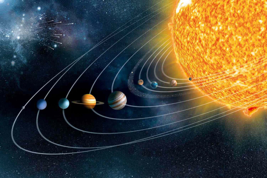 Stunning Solar System Wallpaper: Planets Orbiting the Bright Sun