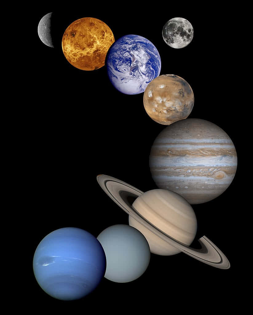 Stunning Solar System Wallpaper: Colorful Planets on Black Background