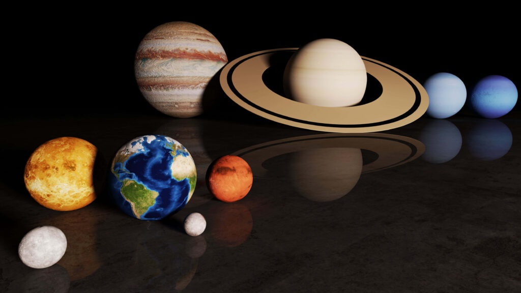 Stunning Solar System Wallpaper: Glossy Planetary Display Background
