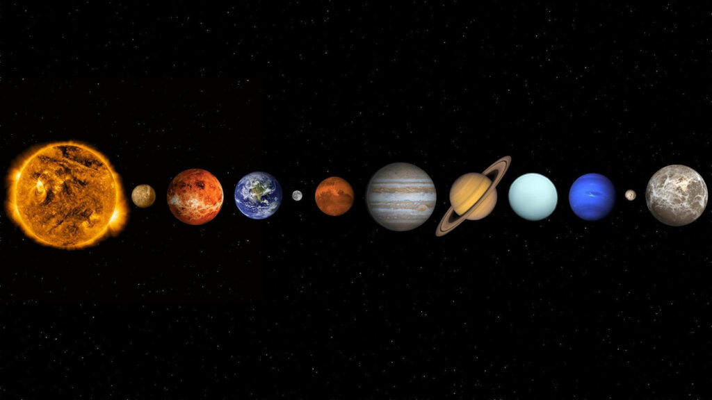 Vibrant Solar System Wallpaper: Planets Aligned in Deep Space