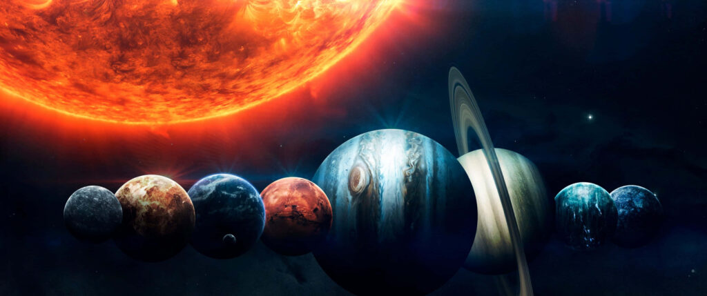Stunning Solar System Wallpaper: Planets Aligned Against Cosmic Glow