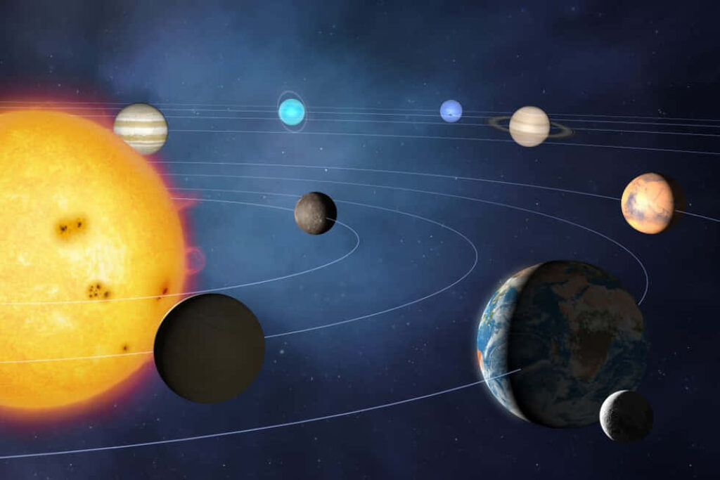 Stunning Solar System Wallpaper: Planets Orbiting the Bright Sun