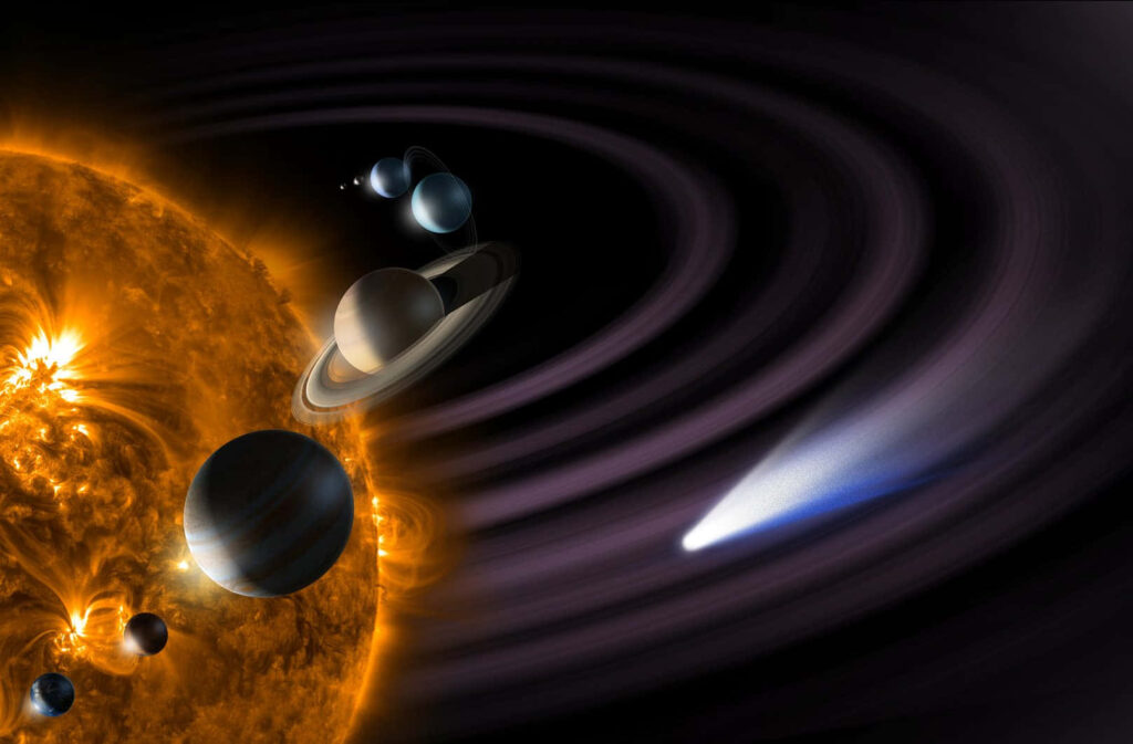 Radiant Solar System Wallpaper: Planets, Comet & Saturn's Rings