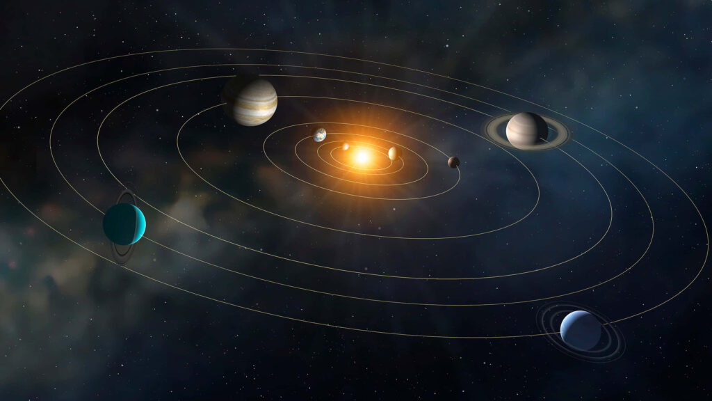 Stunning Solar System Wallpaper: Planets & Sun in Cosmic Scene