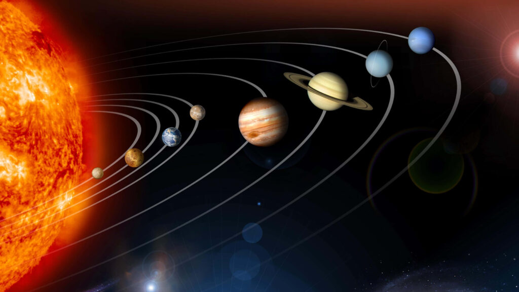 Stunning Solar System Wallpaper: Sun & Planets Aligned in Space