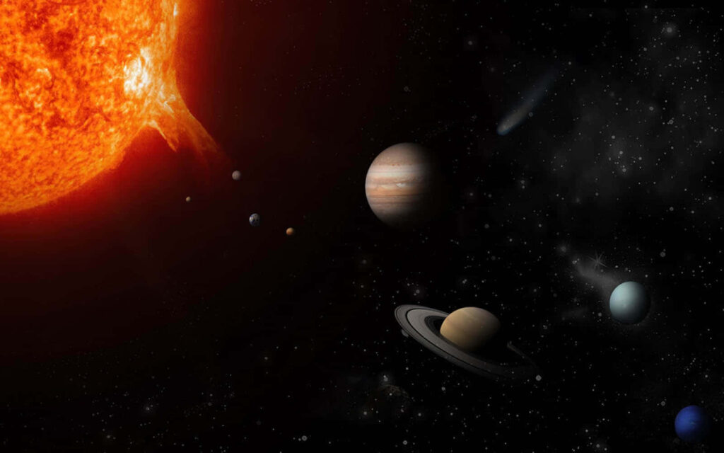 Stunning Solar System Wallpaper: Sun & Planets in Cosmic Art