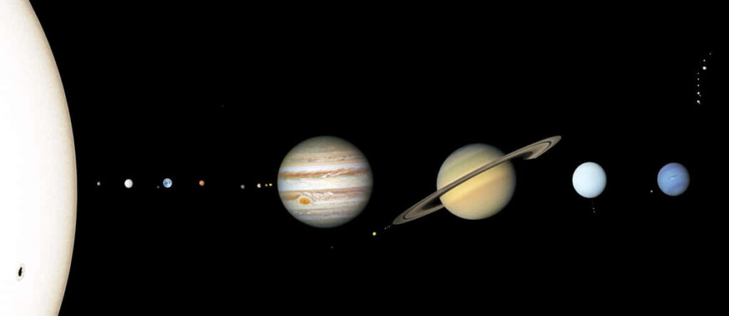 Stunning Solar System Wallpaper: Planets Aligned on Dark Background