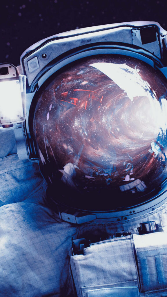 Reflecting the Cosmos: 4k Astronaut Visor Image for Space-themed Phone Background Wallpaper