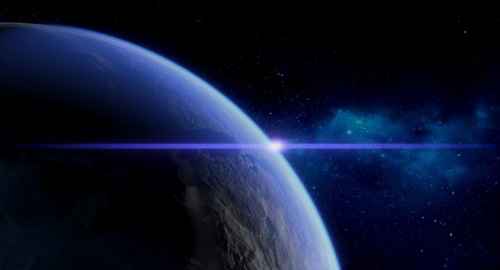 Stunning Space Wallpaper: Glowing Planet and Cosmic Horizon