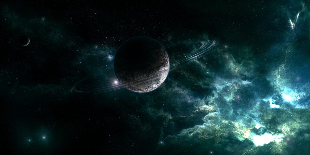 Stunning Dark Planet Wallpaper with Nebula & Starry Galaxy Background