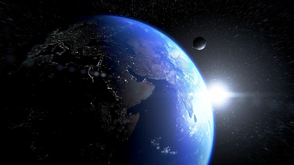 Stunning Space Wallpaper: Earth, Sun Rays & Cosmic Lens Flare