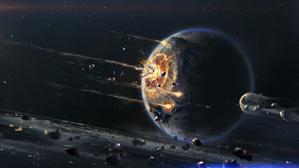 Stunning Space-Themed Wallpaper: Planet’s Catastrophic Destruction