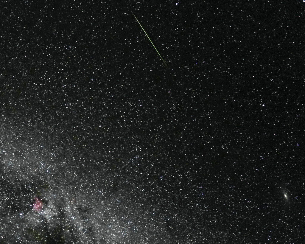 Stunning Andromeda Galaxy Wallpaper: Cosmic Nebula & Meteor Background