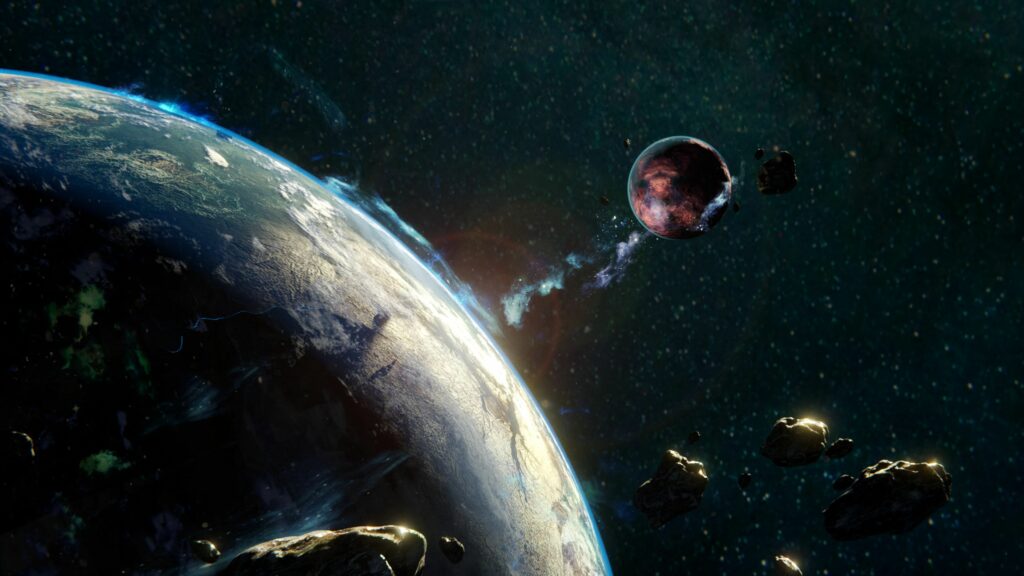 Stunning Space Wallpaper: Asteroids, Meteorites, and Earth-like Planet