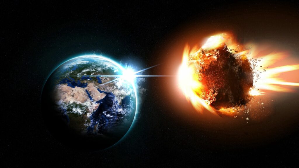 Fiery Meteor Wallpaper: Dramatic Space Scene Background