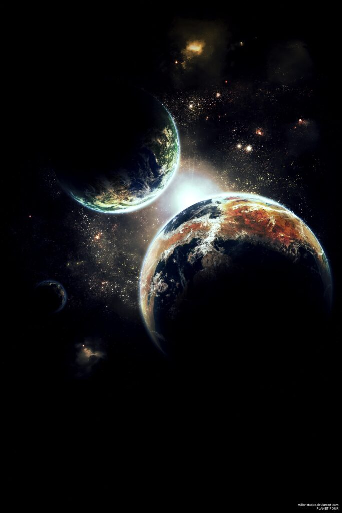 Stunning Space Wallpaper: Glowing Planets & Vibrant Galaxy Background