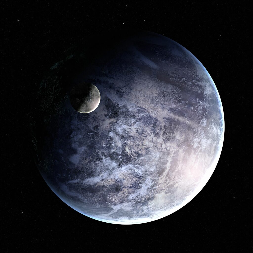 Stunning Planet & Satellite Wallpaper: Captivating Cosmic Scene