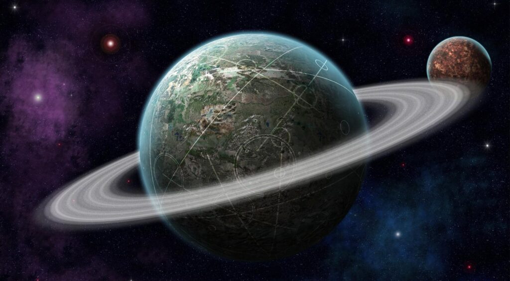 Vibrant Space-Themed Wallpaper: Planet & Cosmic Universe Design