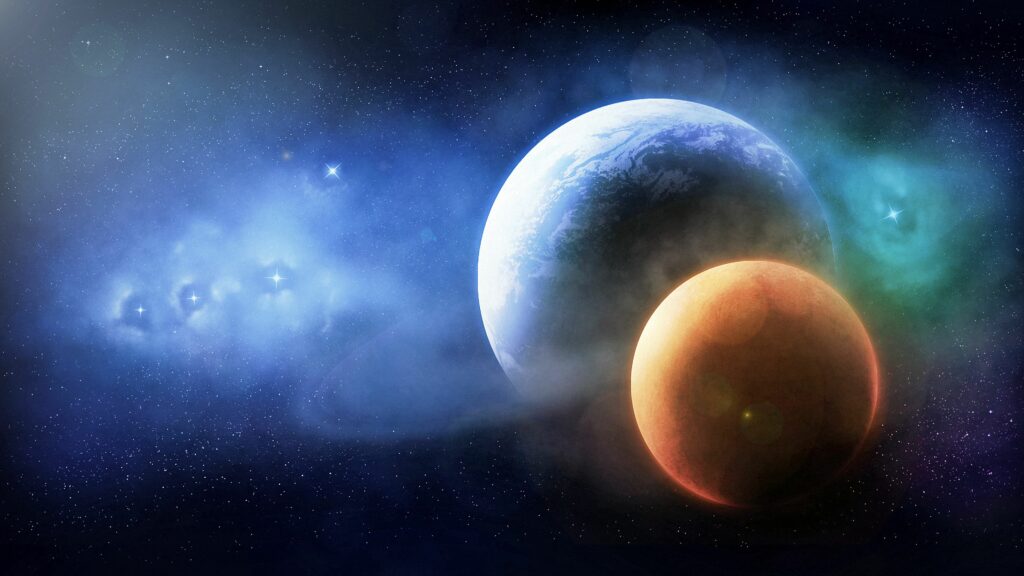 Stunning Space Wallpaper: Vibrant Planets & Cosmic Glow Background
