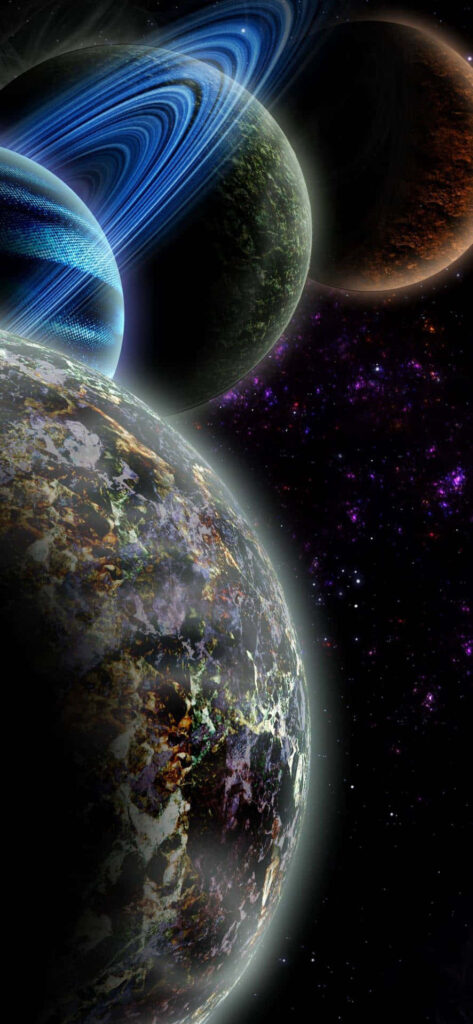 Stunning Cosmic Wallpaper: Vibrant Planets & Starry Background