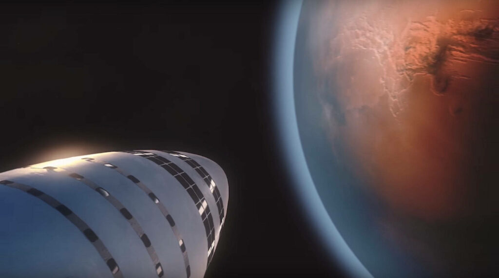 SpaceX BFR Approaching Mars - Stunning Wallpaper Background