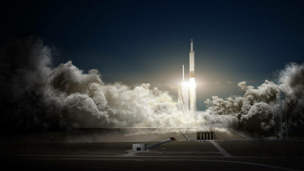 Stunning SpaceX Rocket Launch Wallpaper: Bright Ascend Through Clouds