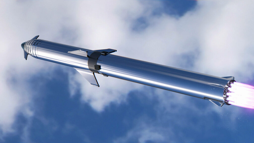 Stunning SpaceX Starship Flight Render - Metallic Design Wallpaper
