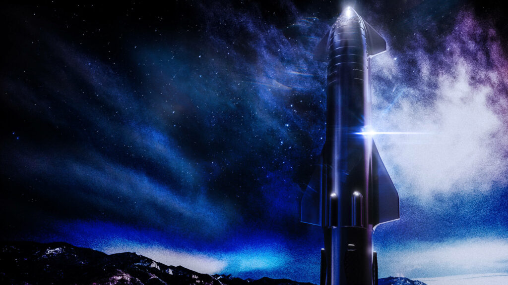 Stunning SpaceX Starship Desktop Wallpaper in a Cosmic Night Sky
