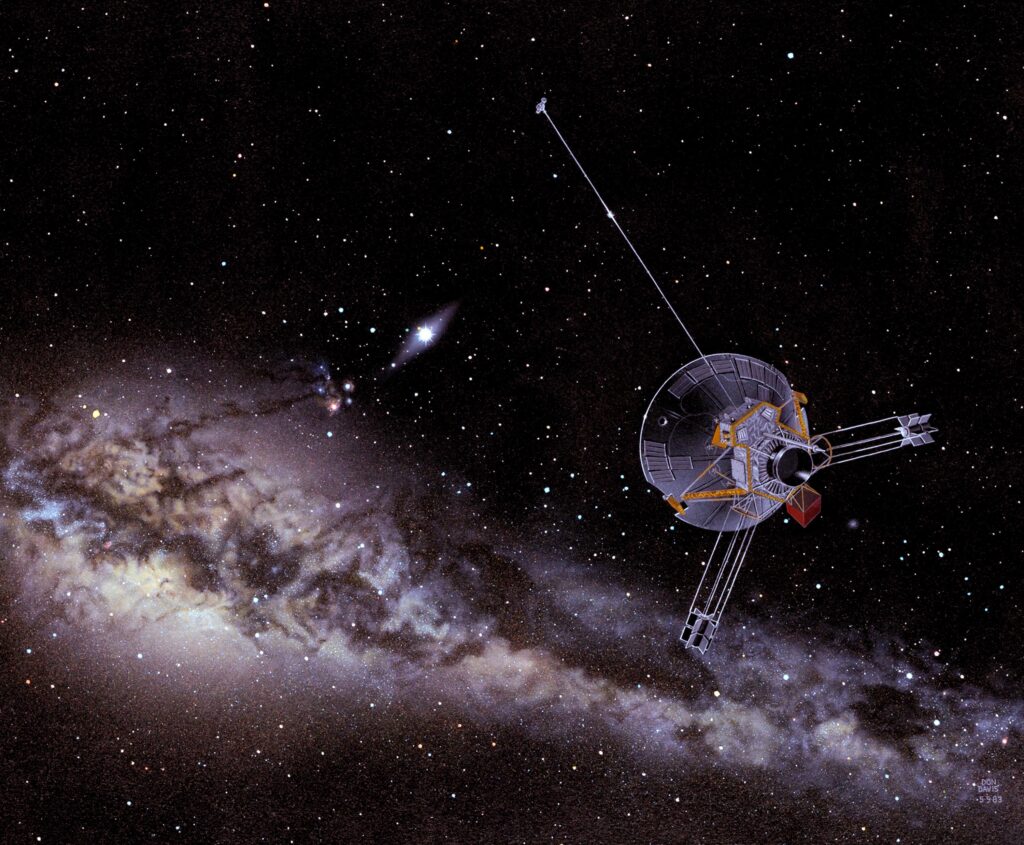 Interstellar Spacecraft Wallpaper: Galaxy & Stars Background Art