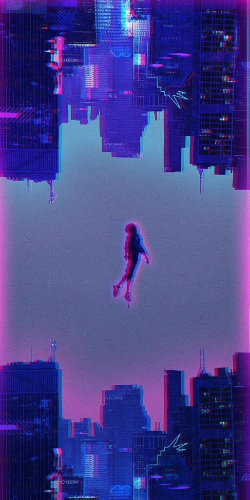 Vibrant Spider-Man: Into the Spider-Verse Silhouette Wallpaper