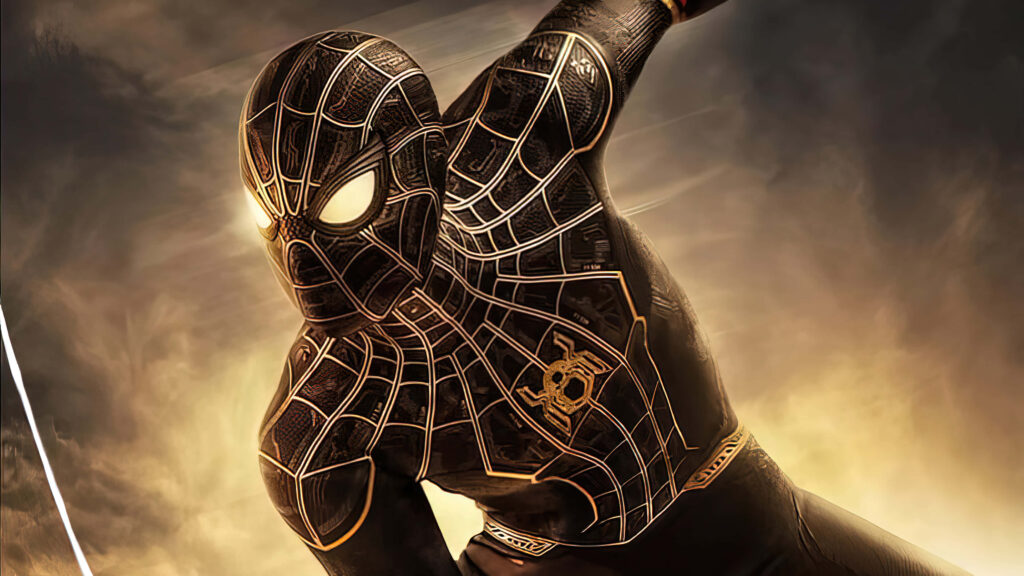 Striking Spider-Man No Way Home Black & Gold Suit Wallpaper