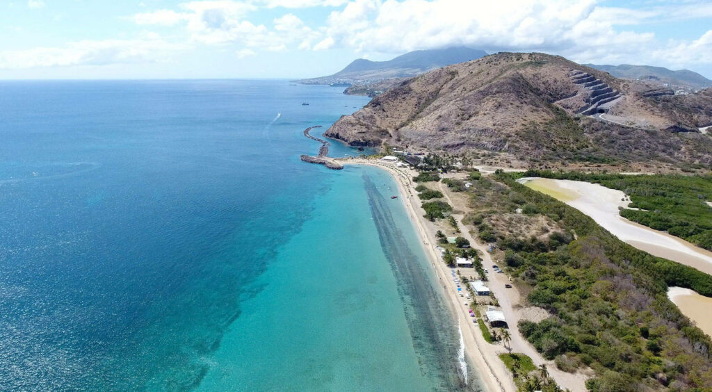 St. Kitts and Nevis Aerial Wallpaper: Turquoise Waters & Lush Greens