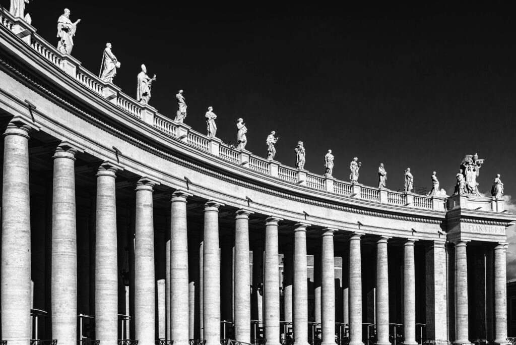 St. Peter's Square Colonnade Wallpaper: Black & White Timeless Elegance