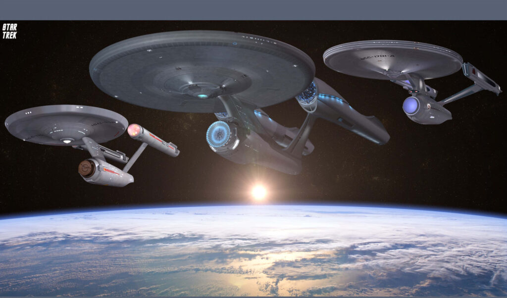 Stunning Star Trek Wallpaper: Iconic Starships Above a Planet