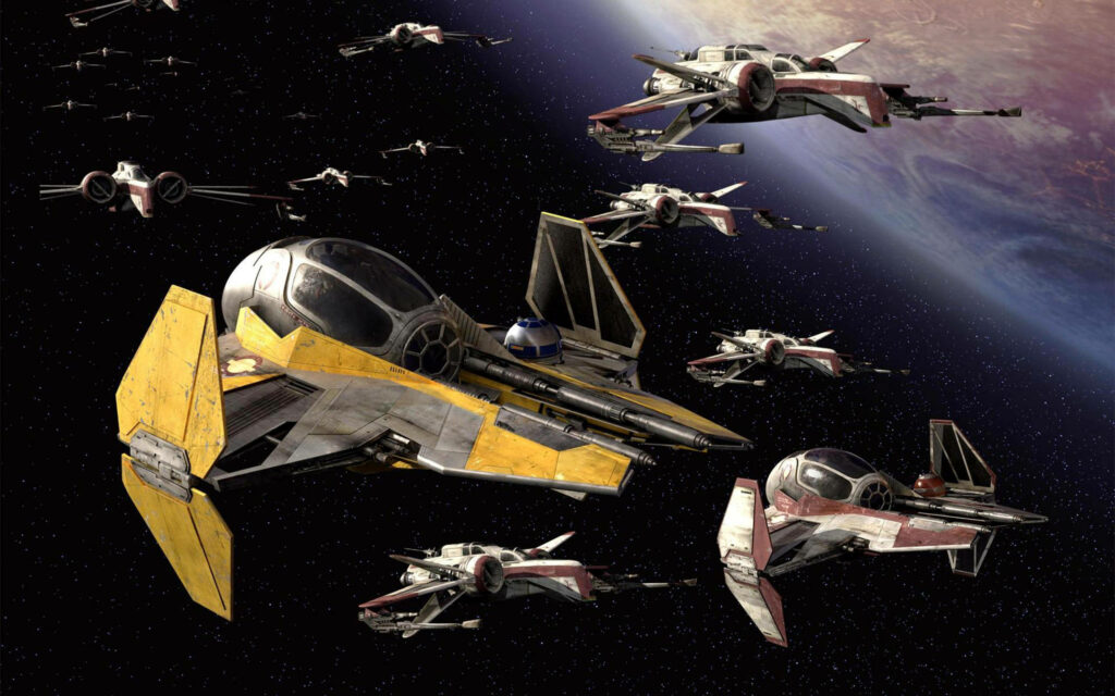 Stunning Star Wars Wallpaper: Ships Navigating a Celestial Background