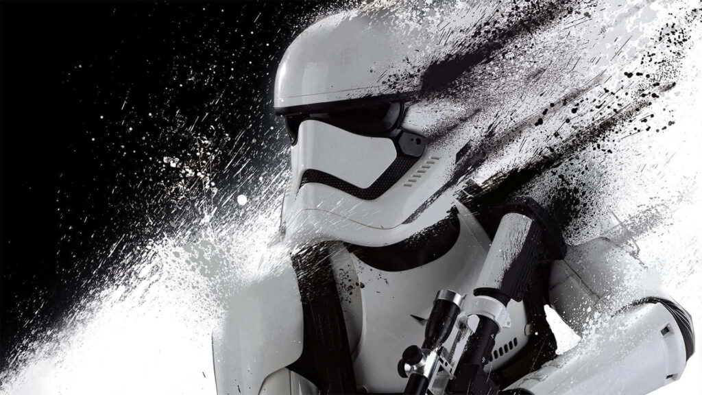 Dynamic Star Wars Wallpaper: Stormtrooper in Splattered Paint Design