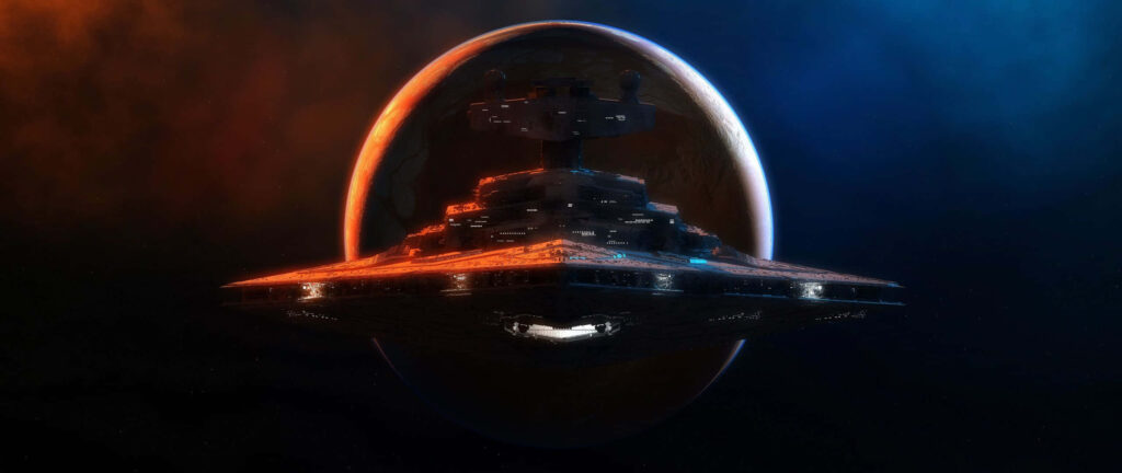 Epic Star Wars Star Destroyer Wallpaper Against Cosmic Backdrop
