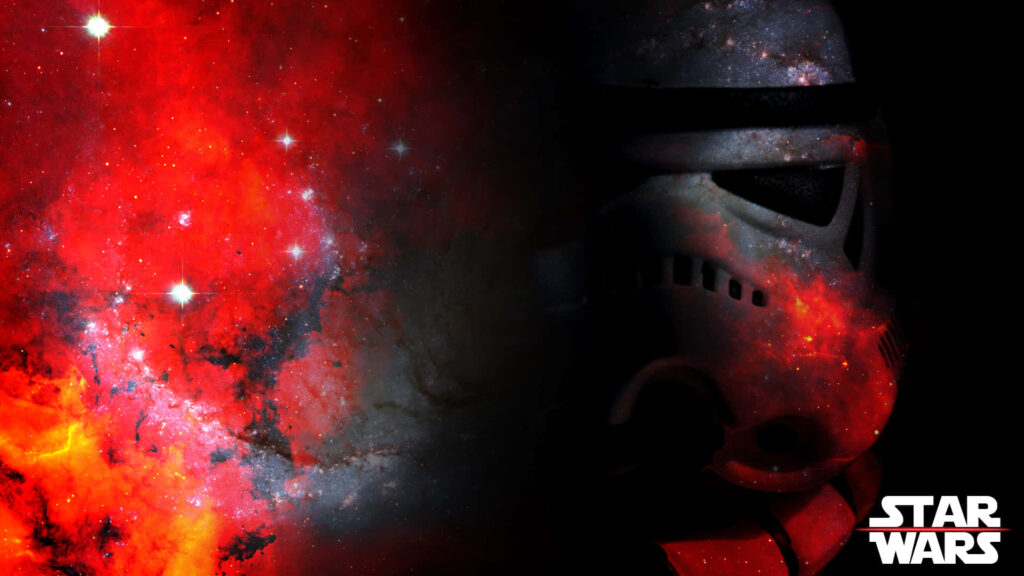 Vibrant Star Wars Wallpaper: Stormtrooper & Cosmic Nebula Design