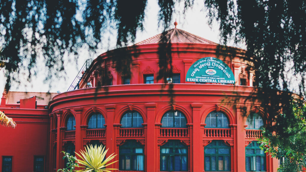 Stunning State Central Library Wallpaper: Iconic Red Architecture in Bangalore