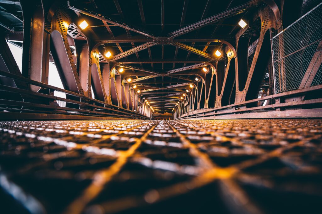 Stunning Steel Bridge Wallpaper: Illuminated Chicago Architecture