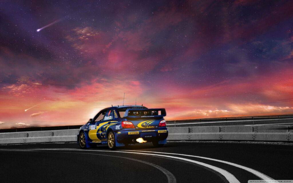 Stunning Subaru WRX Wallpaper: Drama of Vibrant Sky & Speed