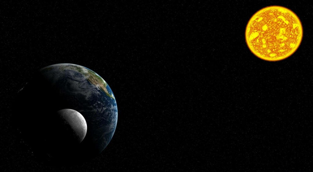 Stunning Solar System Wallpaper: Sun, Earth & Moon Alignment